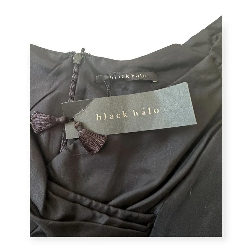 New with Tags,‎ Black Halo Silk Sleeveless Pleated Sheath Dress, Size 8, Black - Picture 5 of 15